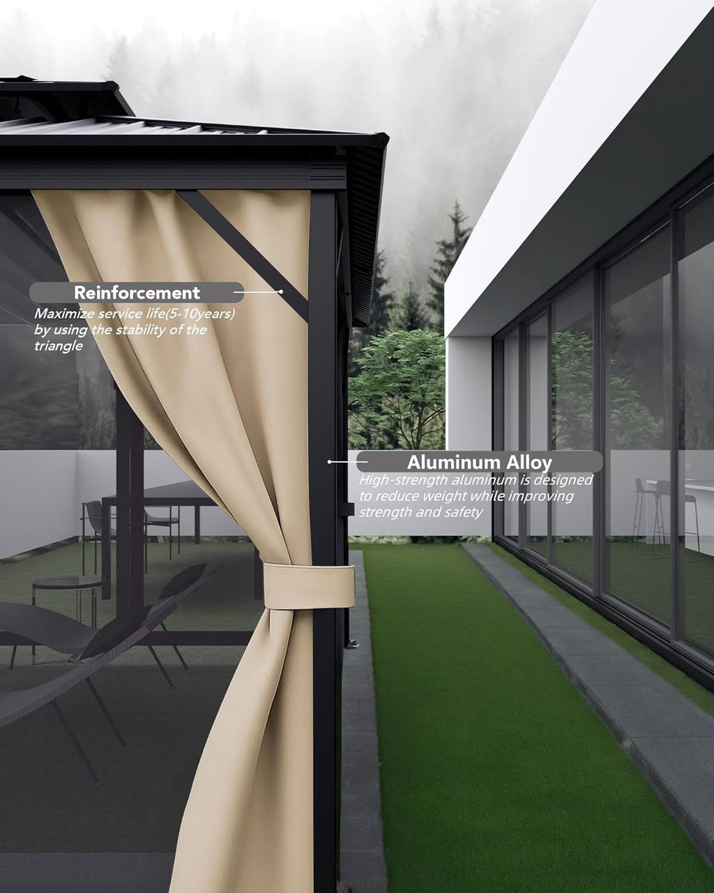 10x14 Ft Weatherproof Hardtop Aluminum Gazebo Roof