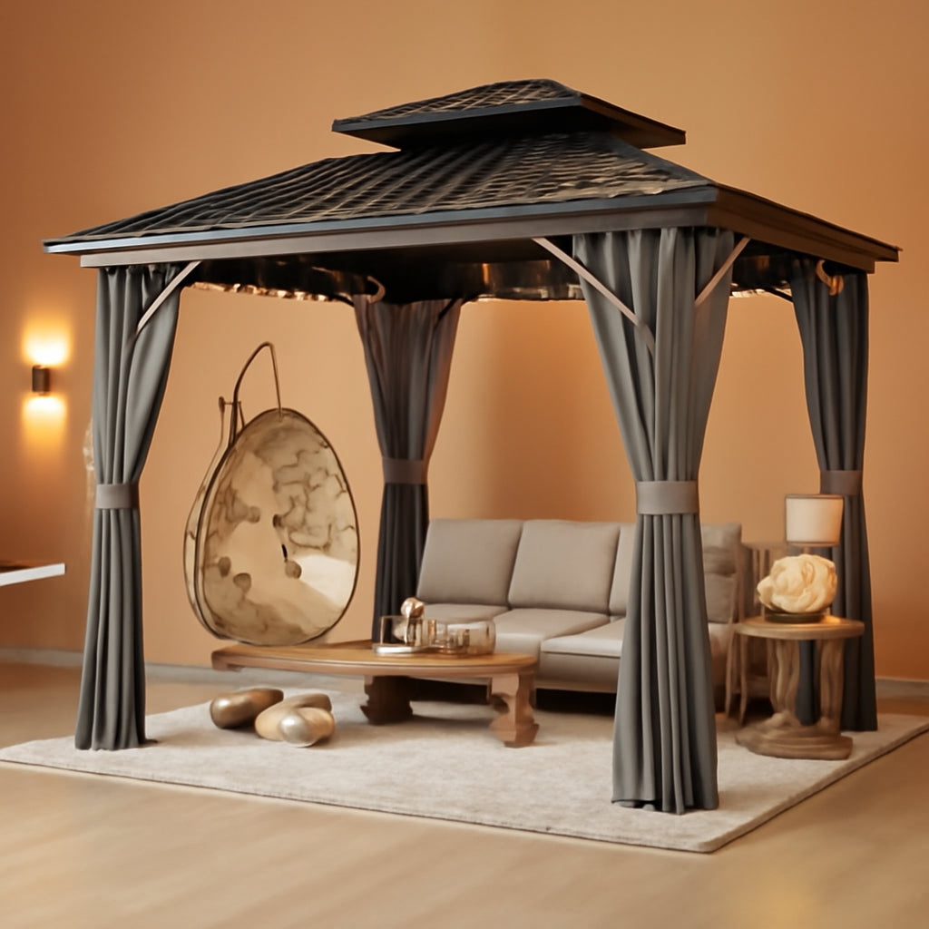 10x10 Outdoor Gazebo Weatherproof Privacy Curtains