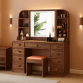Forty Three Inch Makeup Vanity Desk Mirror Brown Finish