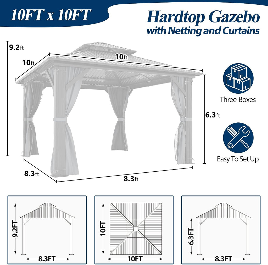 10x10 Outdoor Gazebo Weatherproof Privacy Curtains