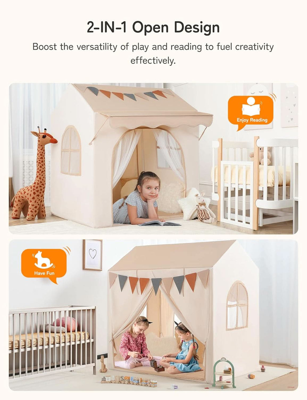 Kids Play Tent Multi functional Eave 51X35X47 Inches