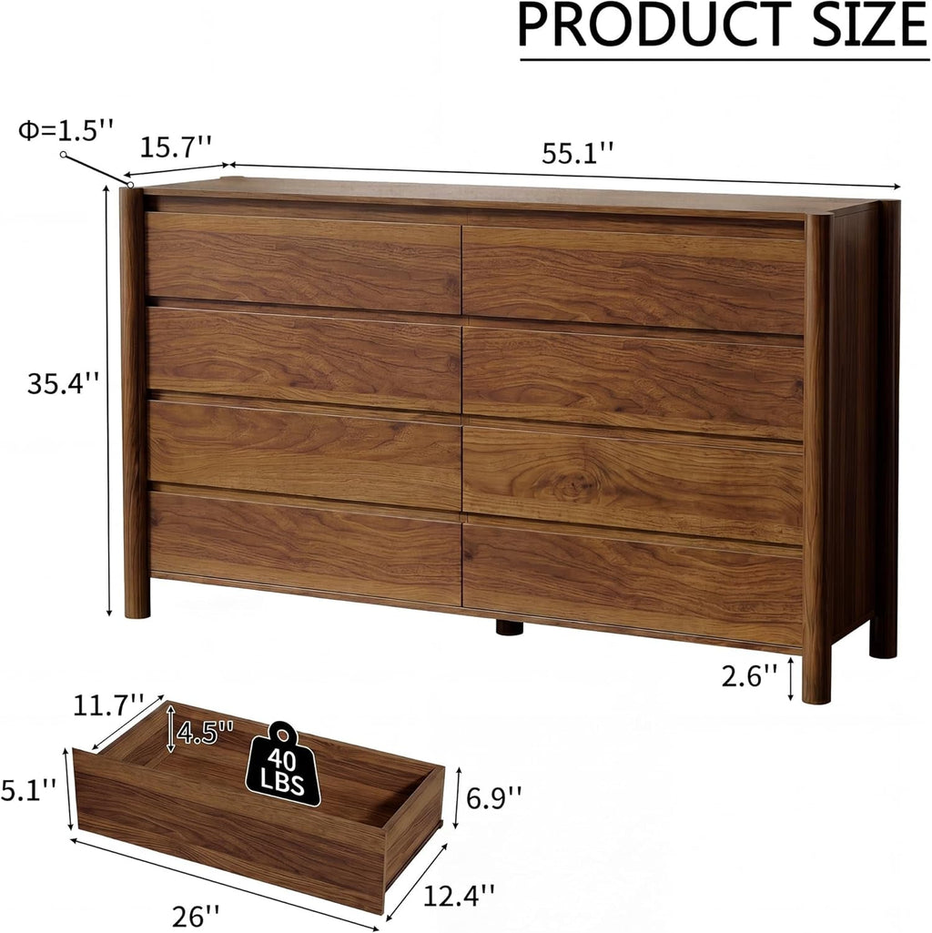 Walnut Mid century Dresser With Generous Deep Drawers