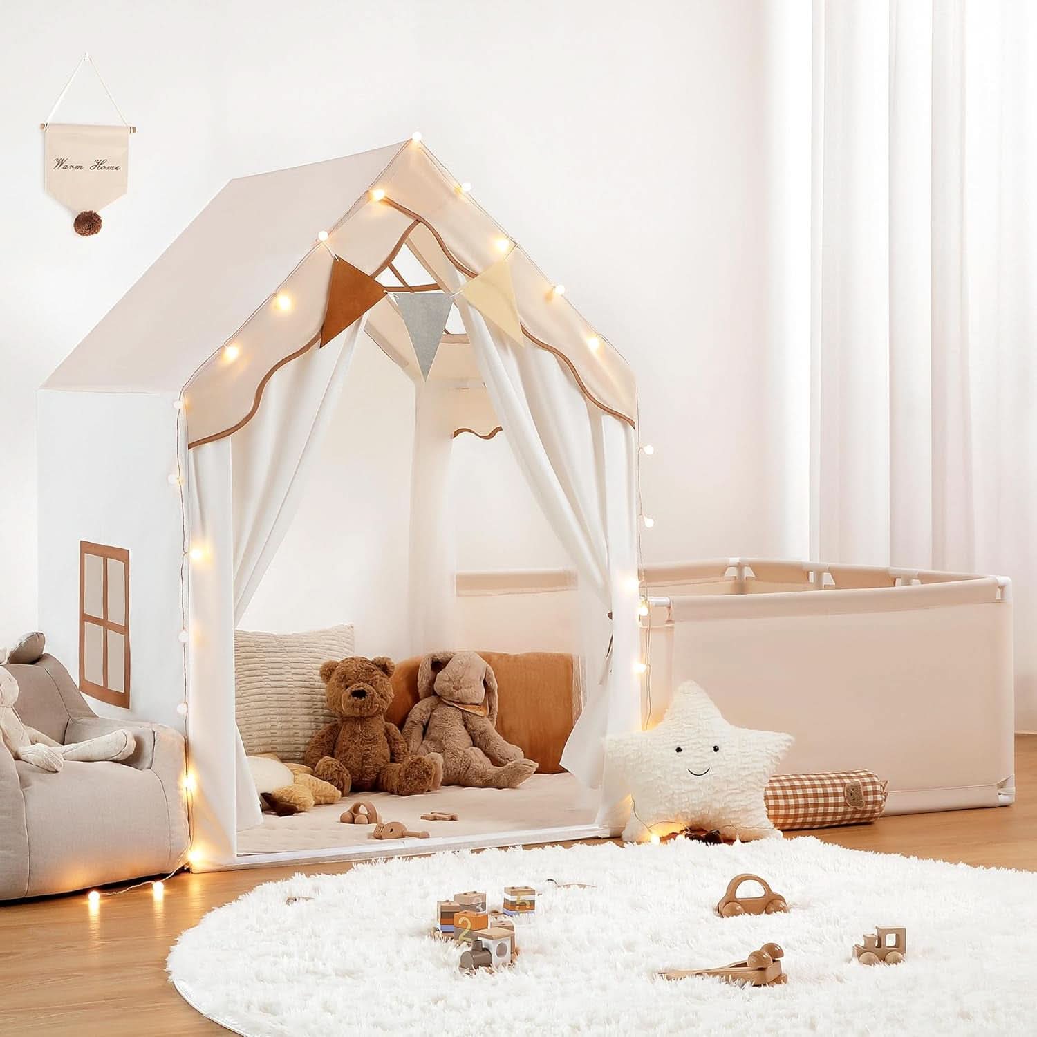 Kids Large Indoor Outdoor Play Tent Enclosure With Lights