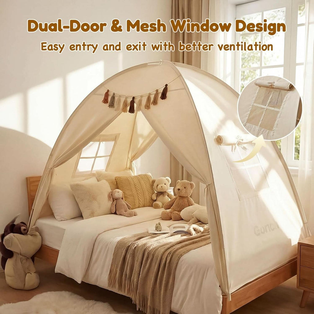 Twin Bed Tent For Kids Ultra Privacy Canopy Star Lights
