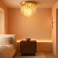 Compact Crystal Chandelier French Gold Ceiling Fixture