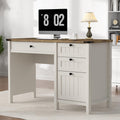 Antique White 45 Inch Farmhouse Computer Desk With Drawers