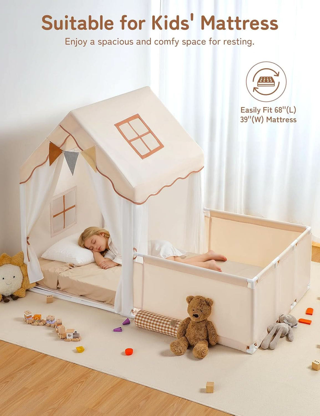 Kids Large Indoor Outdoor Play Tent Enclosure With Lights
