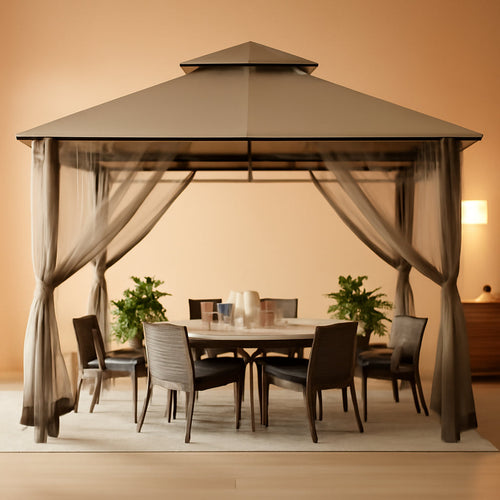 10x12 WeatherResistant Gazebo With Mosquito Netting