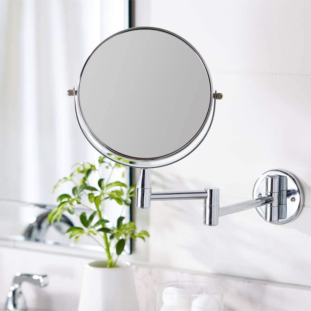 Wall Mounted Mirror 1X 5X Magnification Polished Chrome