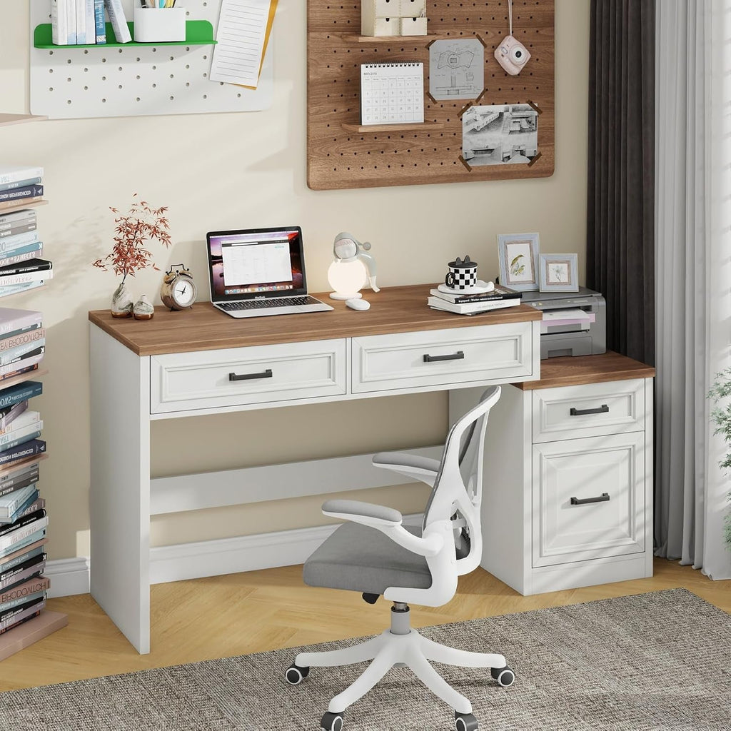 61 Inch Distressed Farmhouse Computer Desk Storage