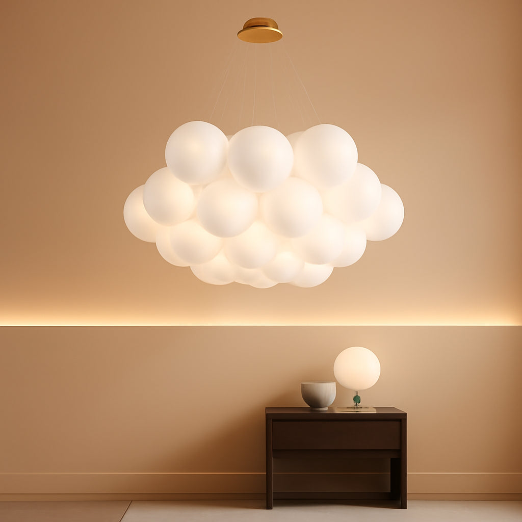 Bubble Chandelier Lighting Nineteen Light White Globes