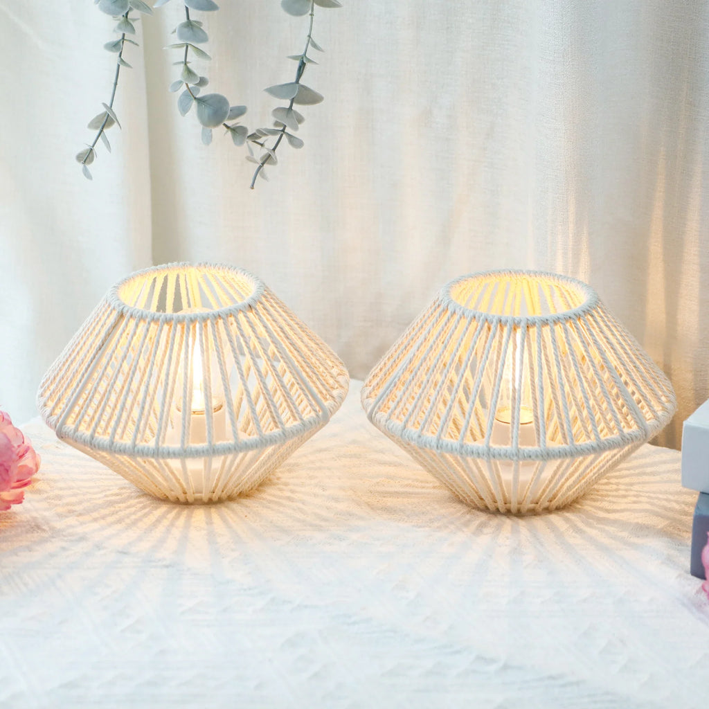 Set of 2 Woven Cotton Rope Table Lamps