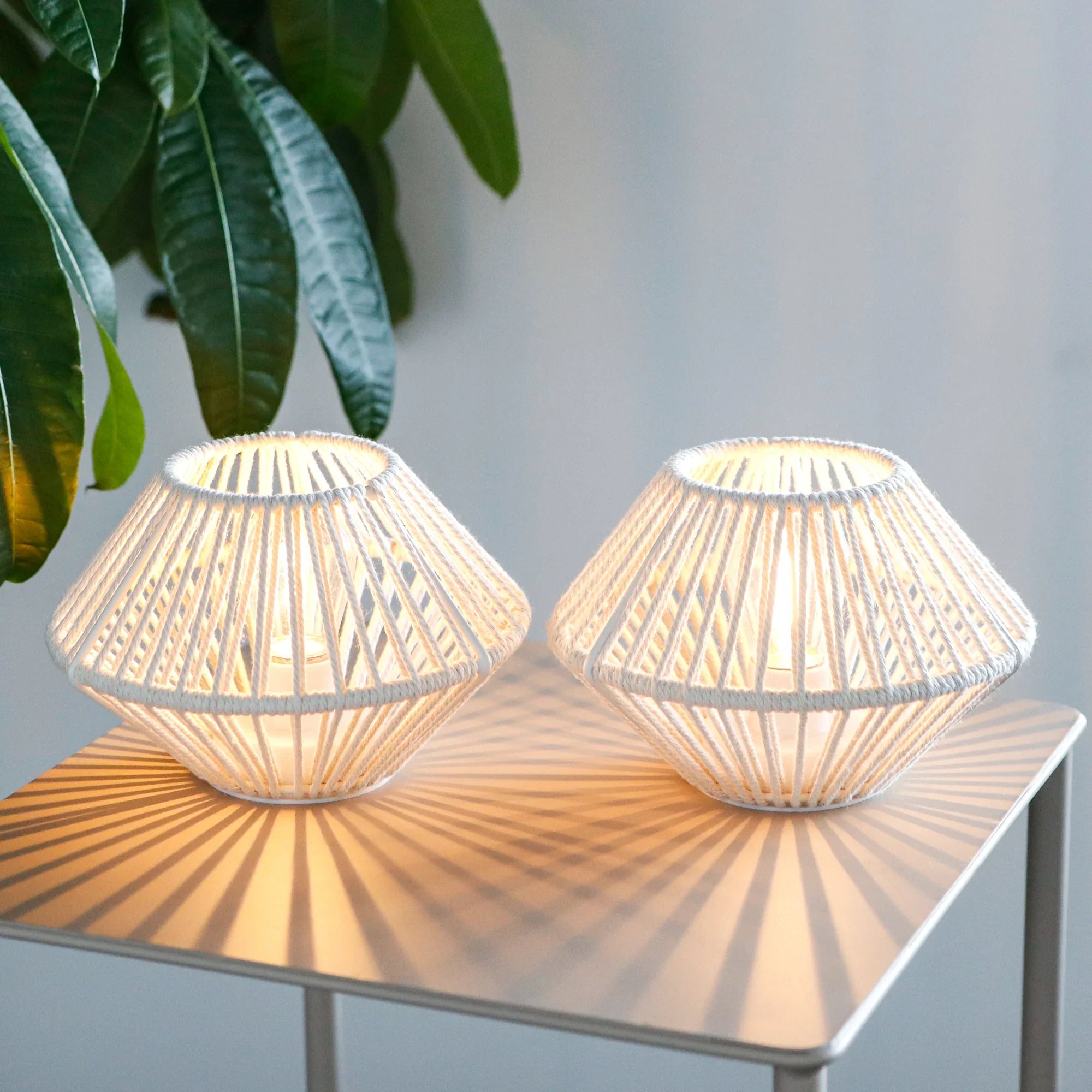 Set of 2 Woven Cotton Rope Table Lamps