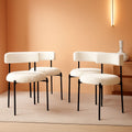 Elegant White Sherpa Upholstered Dining Chairs Set