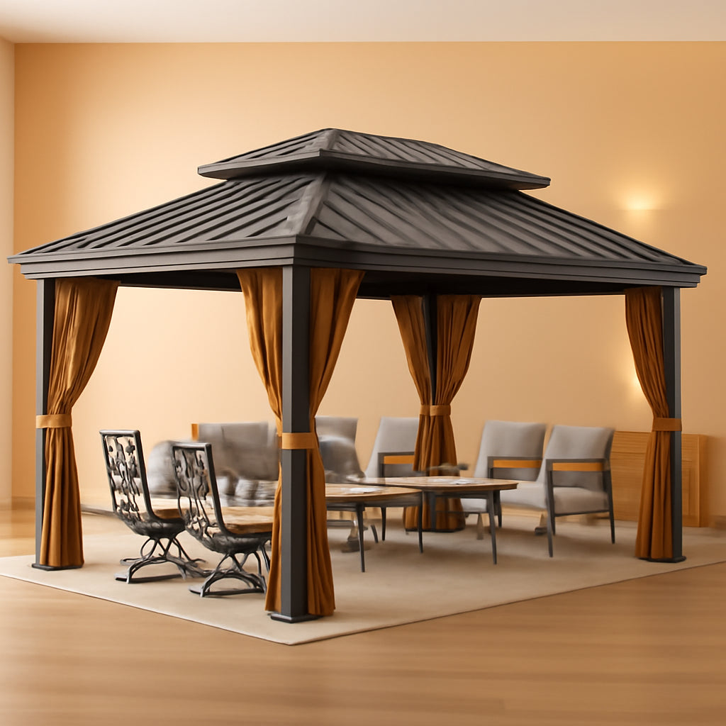 12x18 Foot Metal Hardtop Weatherproof Patios Gazebo