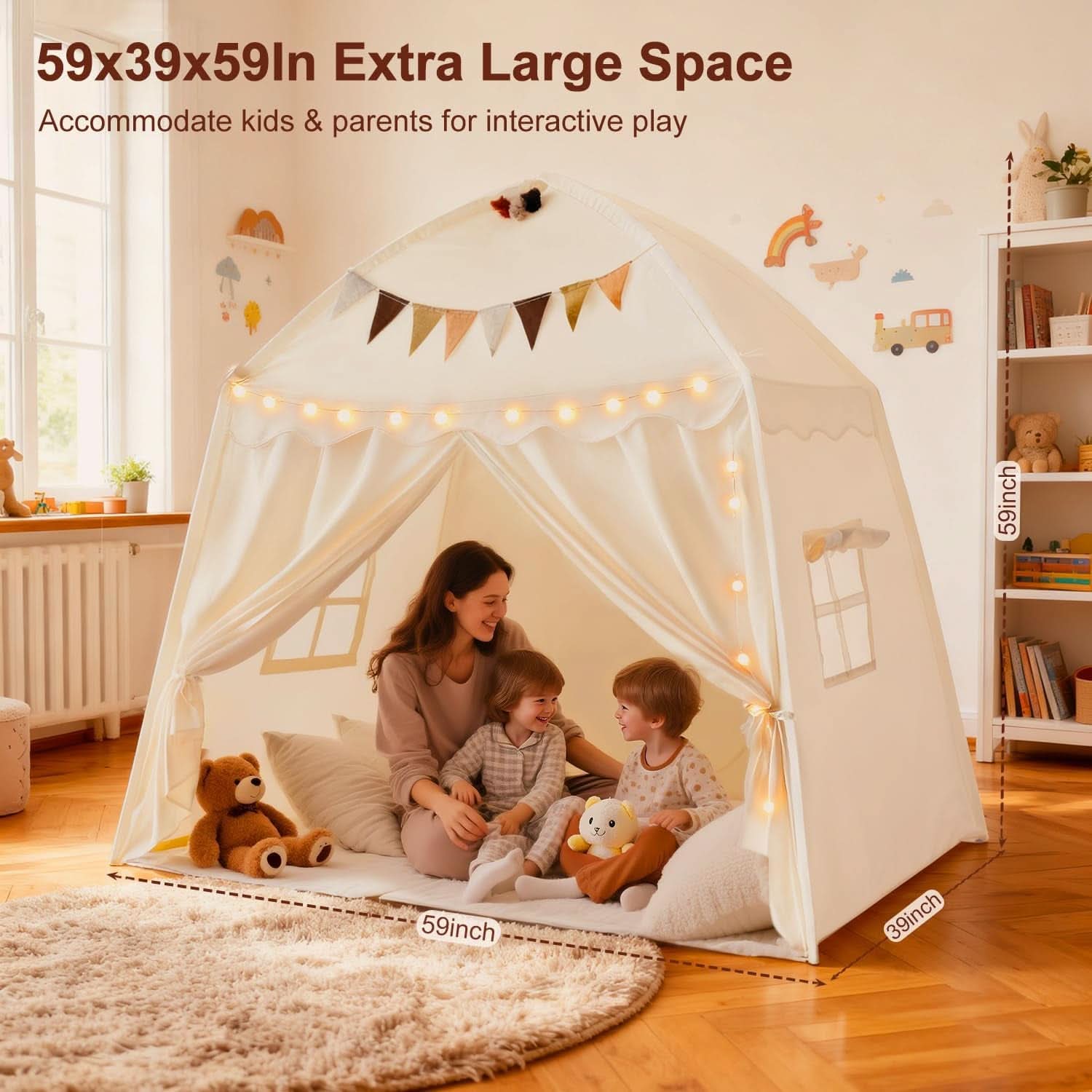 59x39x59 Inches Indoor Use Only Kids Play Tent Padded Mat