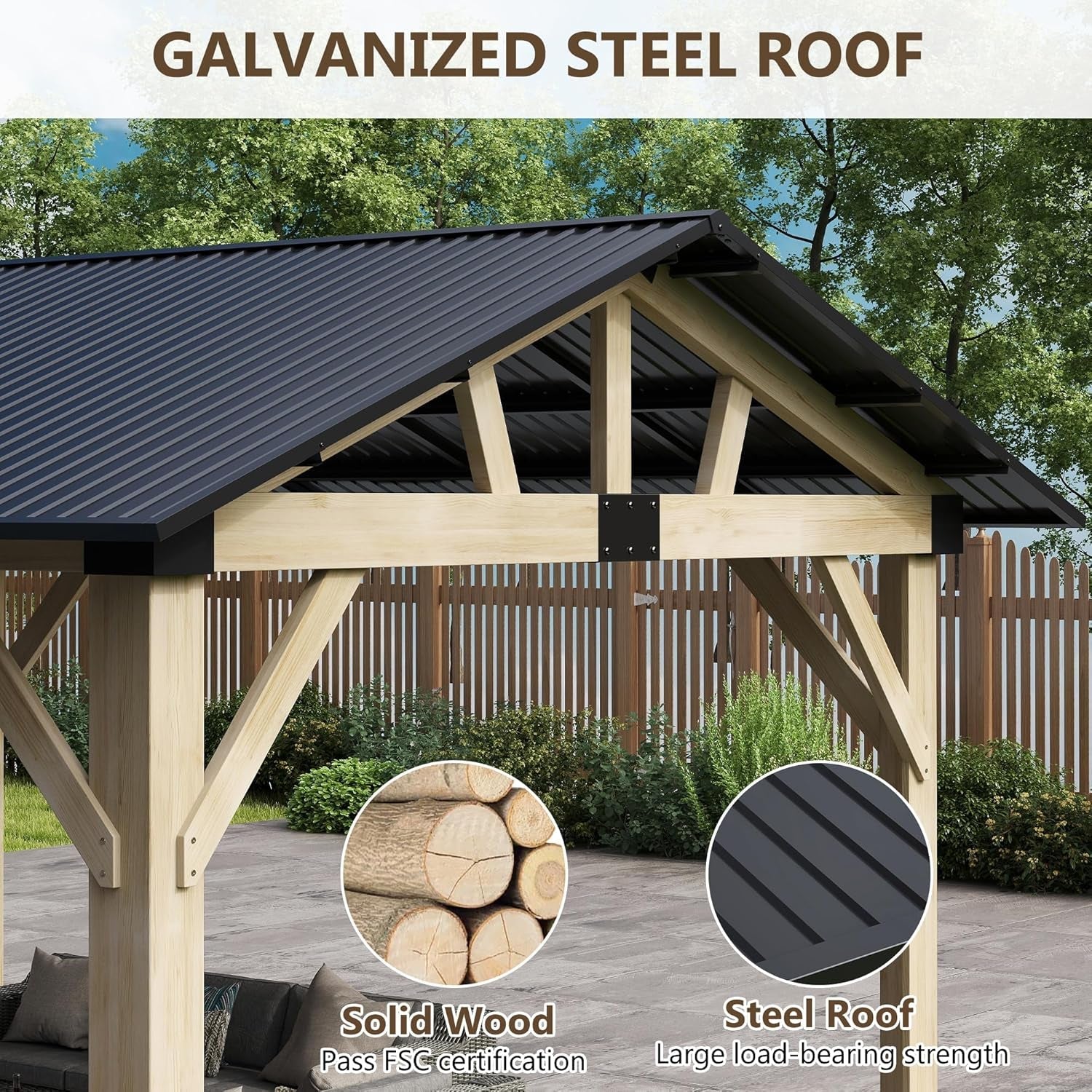 Premium Weatherproof Cedar Wood Gazebo 10x12 Hardtop
