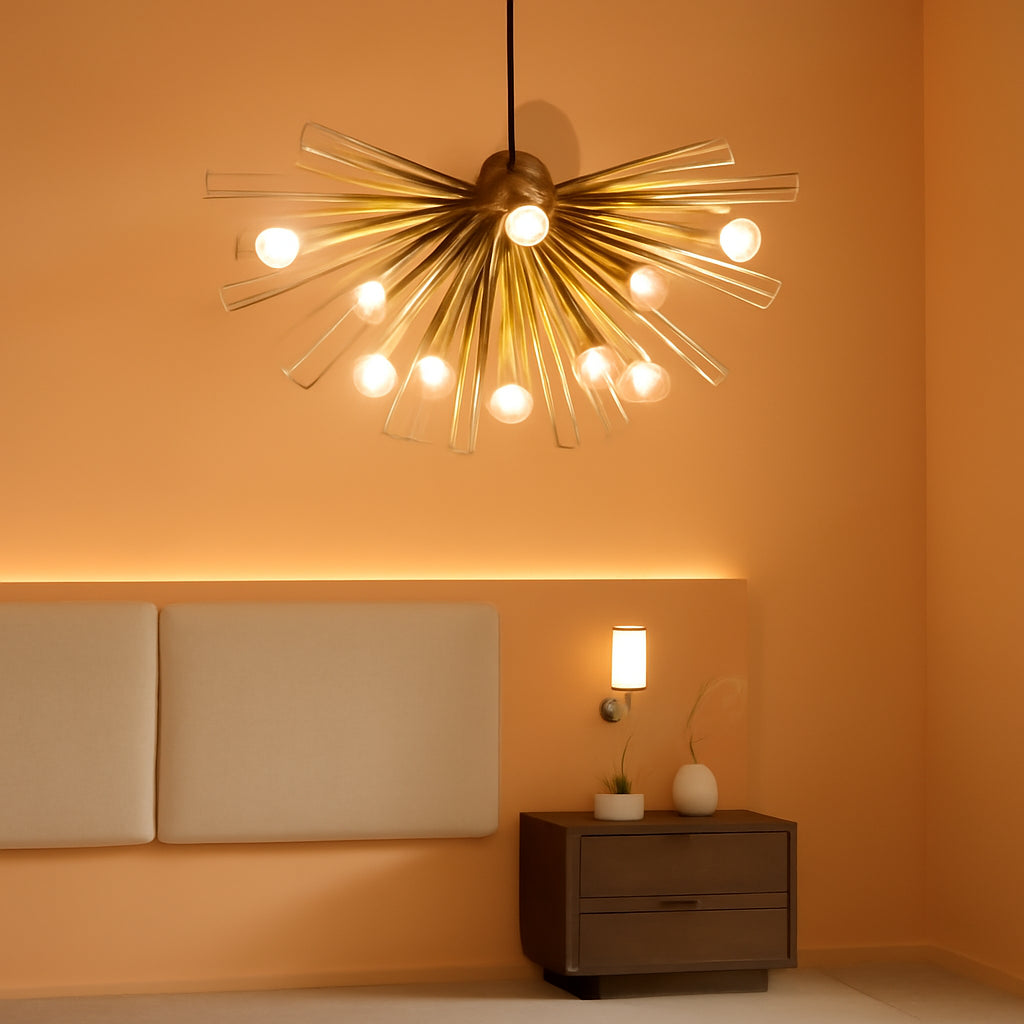 Gold Brushed Brass Sputnik Chandelier Elegant Lights