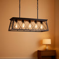 Farmhouse Bronze 5 Light Rectangular Dining Chandelier