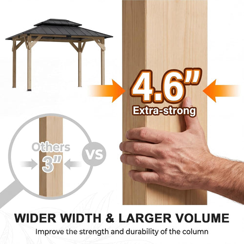 10x12 Metal Hardtop Gazebo With Weatherproof Coating