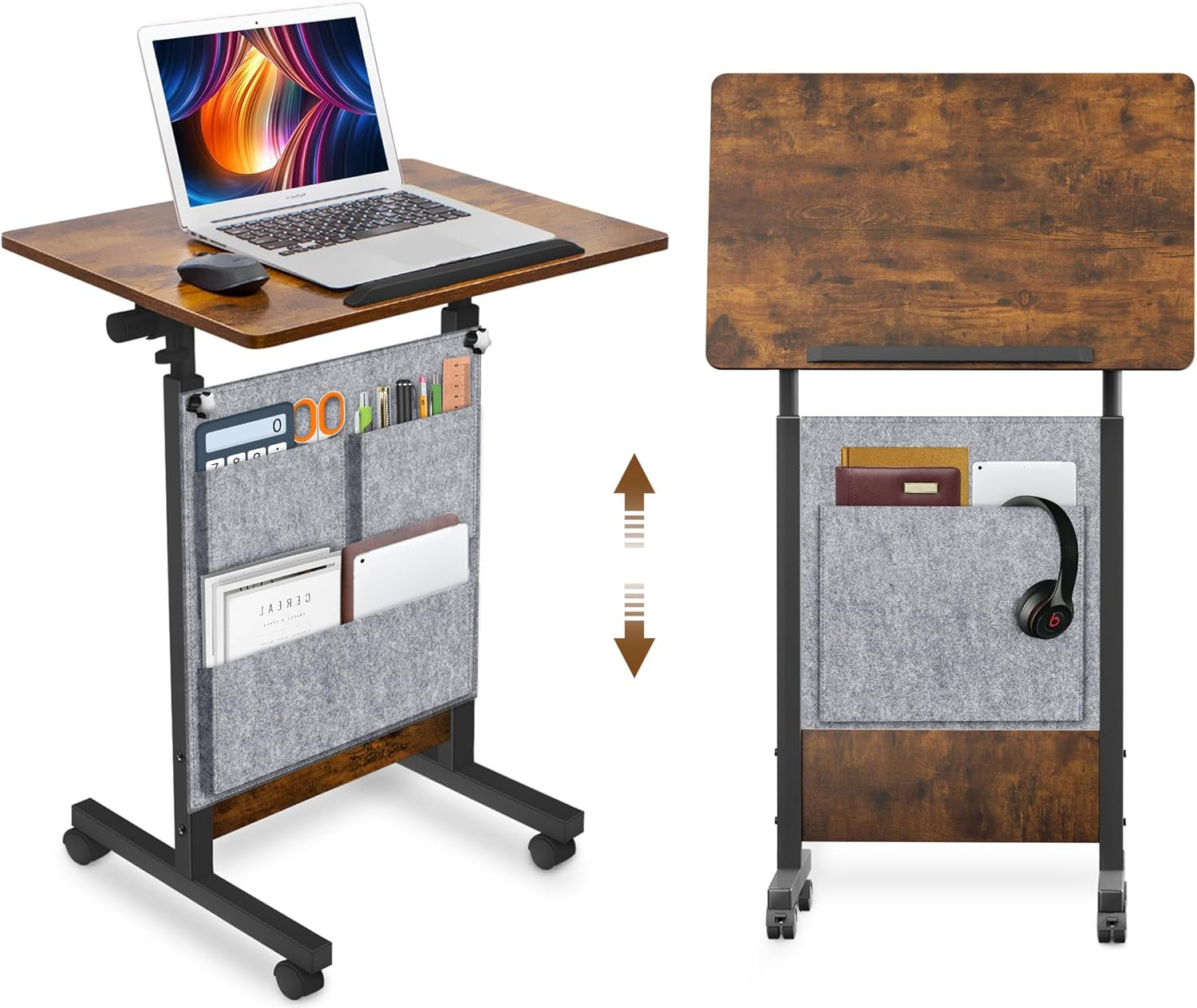 Height Adjustable Standing Desk 16x24 Inches Brown