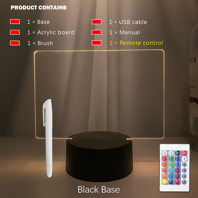 Rewritable Night Light with Message Board Girl Bedroom Sleep Light