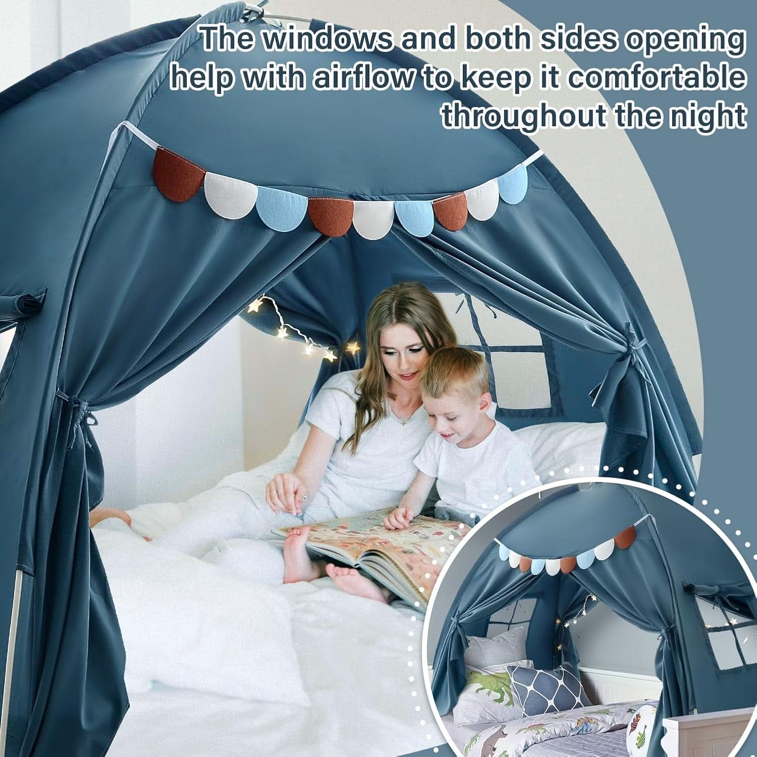 Mid night Blue Jean Twin Bed Tent For Kids Privacy Canopy