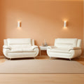Creamy White 5 Seat Faux Leather Sectional Sofa Set