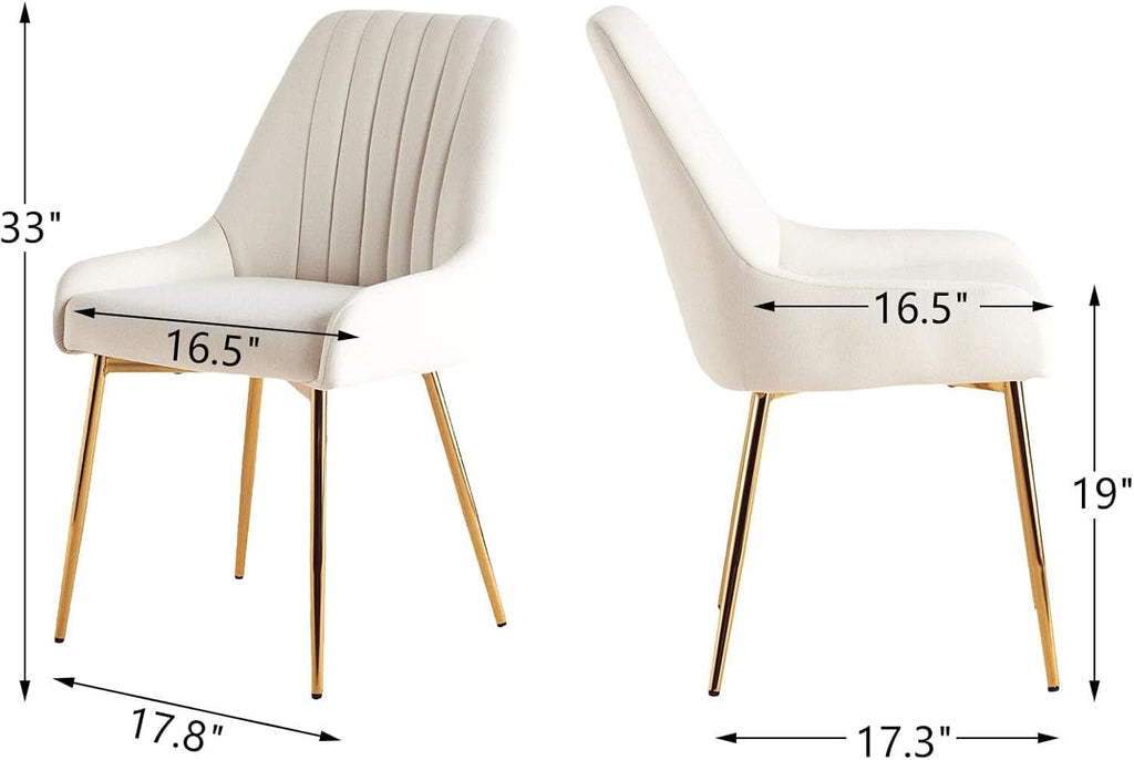 White Velvet Upholstered Dining Chairs Metallic Legs