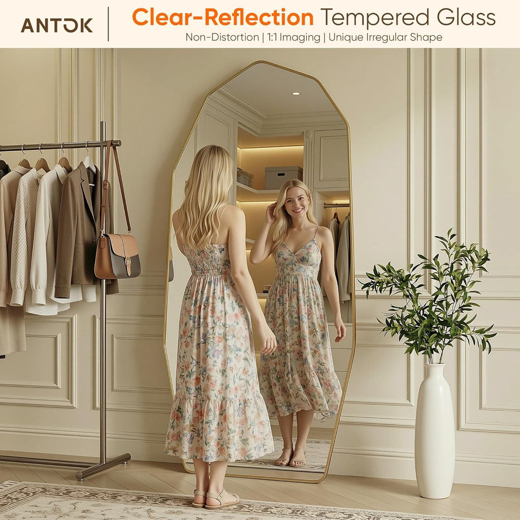 Full Length Mirror Seventy One Inches By Thirty Two Inches Gold Diamond Frame