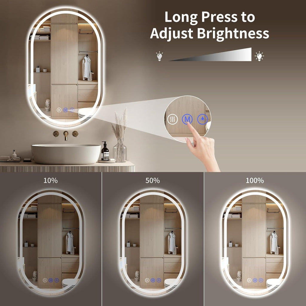 Oval LED 24x36 Frameless Illuminated Bathroom Mirror