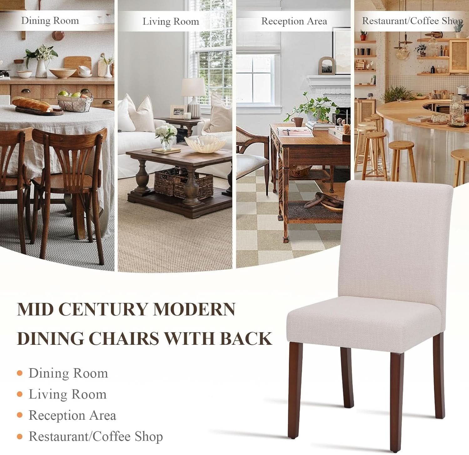 Beige Upholstered Parsons Dining Chairs Hardwood Legs