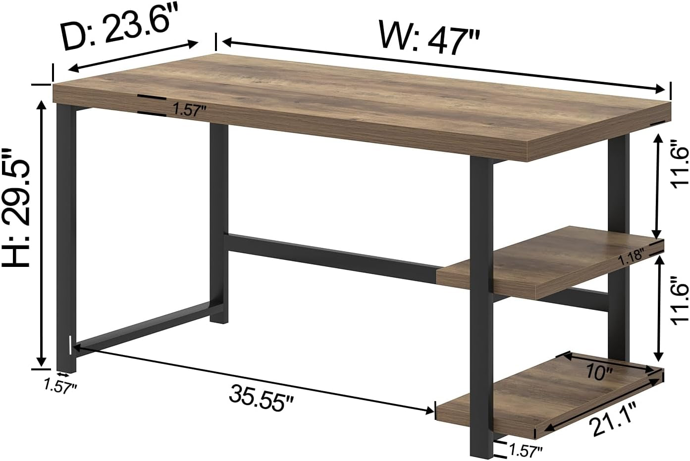 Rustic Oak Computer Desk With Industrial Grade Storage