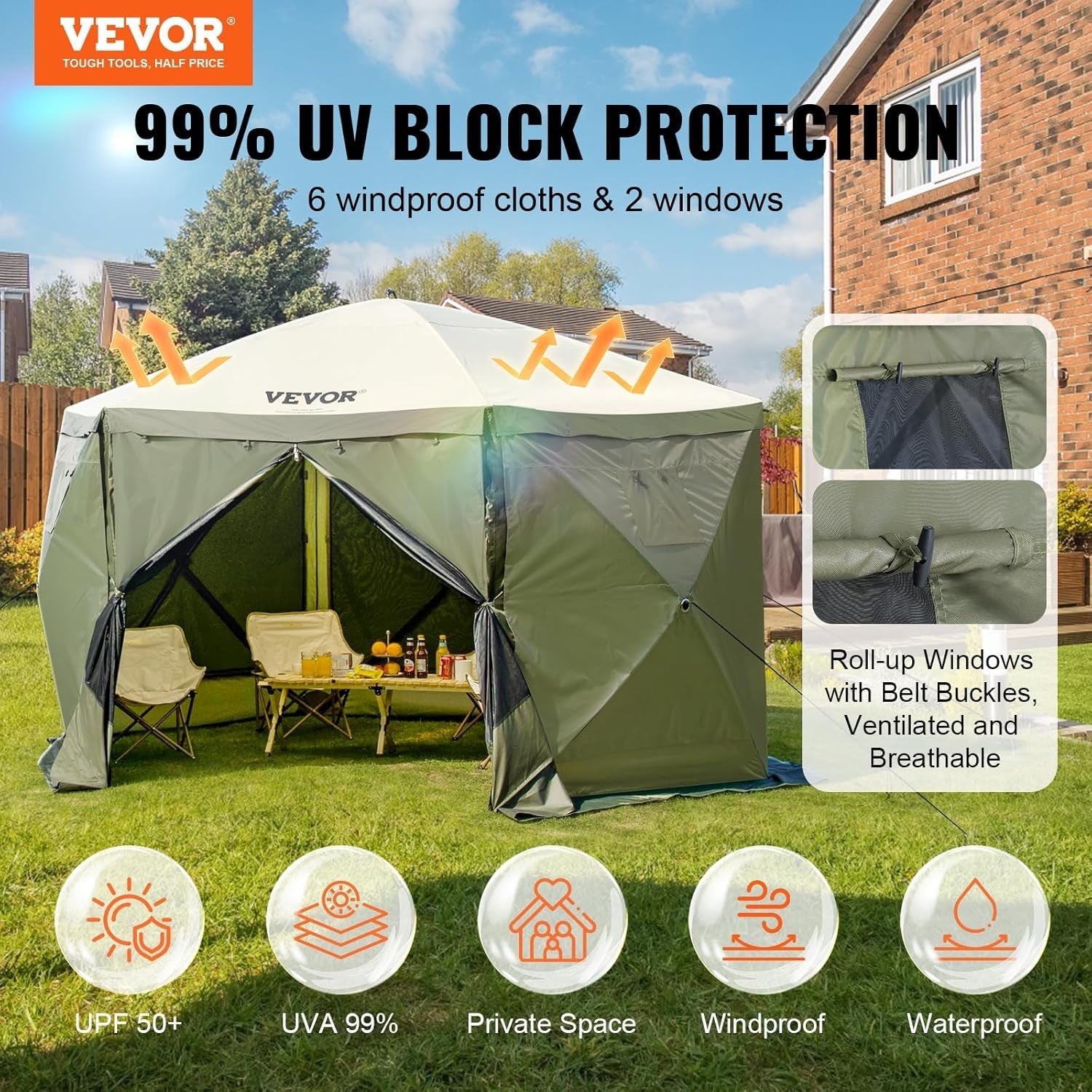 12x12 Ft Weatherproof Gazebo With Mosquito Netting