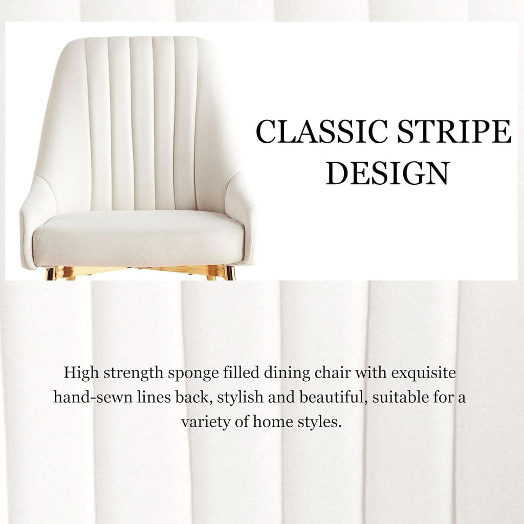 White Velvet Upholstered Dining Chairs Metallic Legs