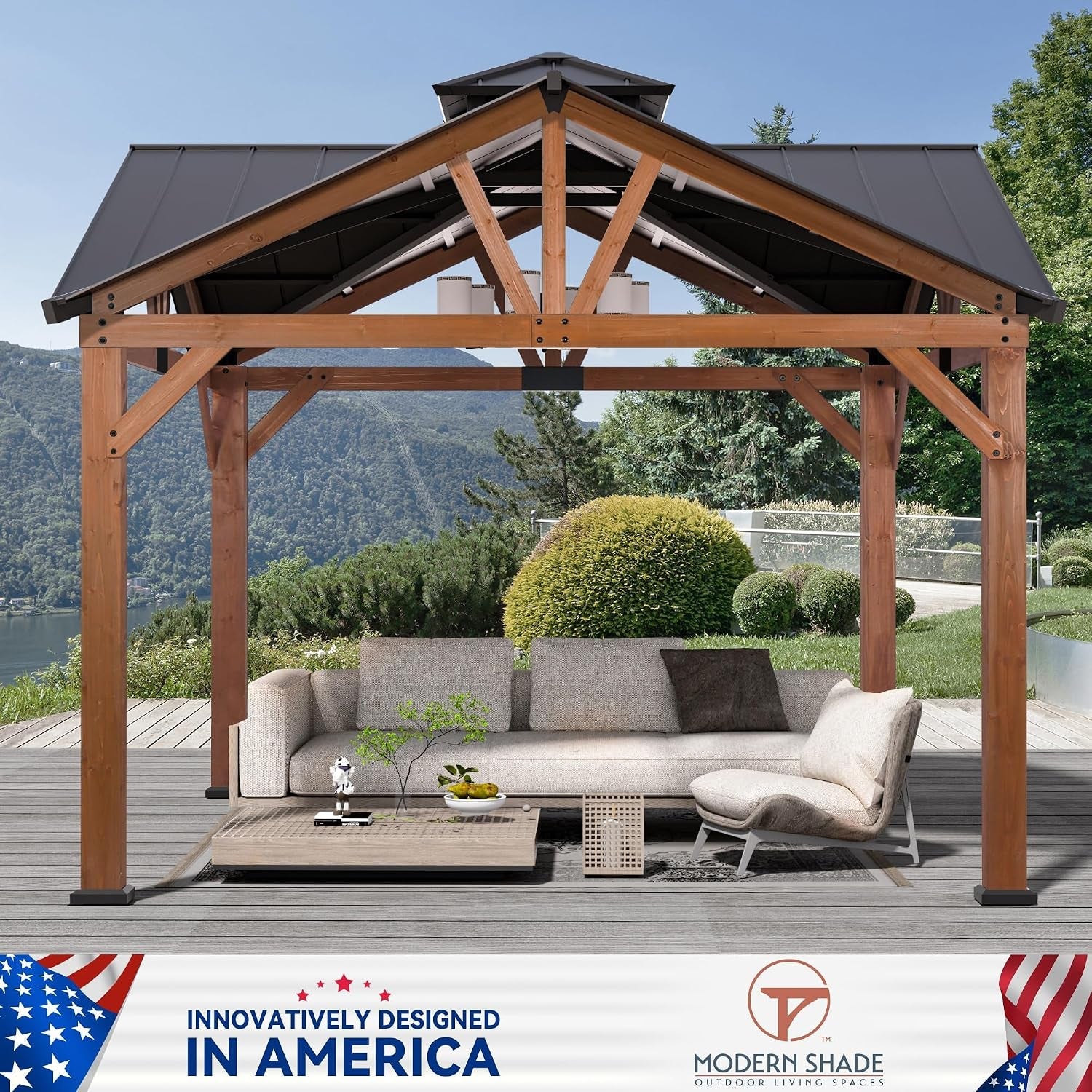 Cedar Wood Gazebo 12x12 Weatherproof Exterior Durability