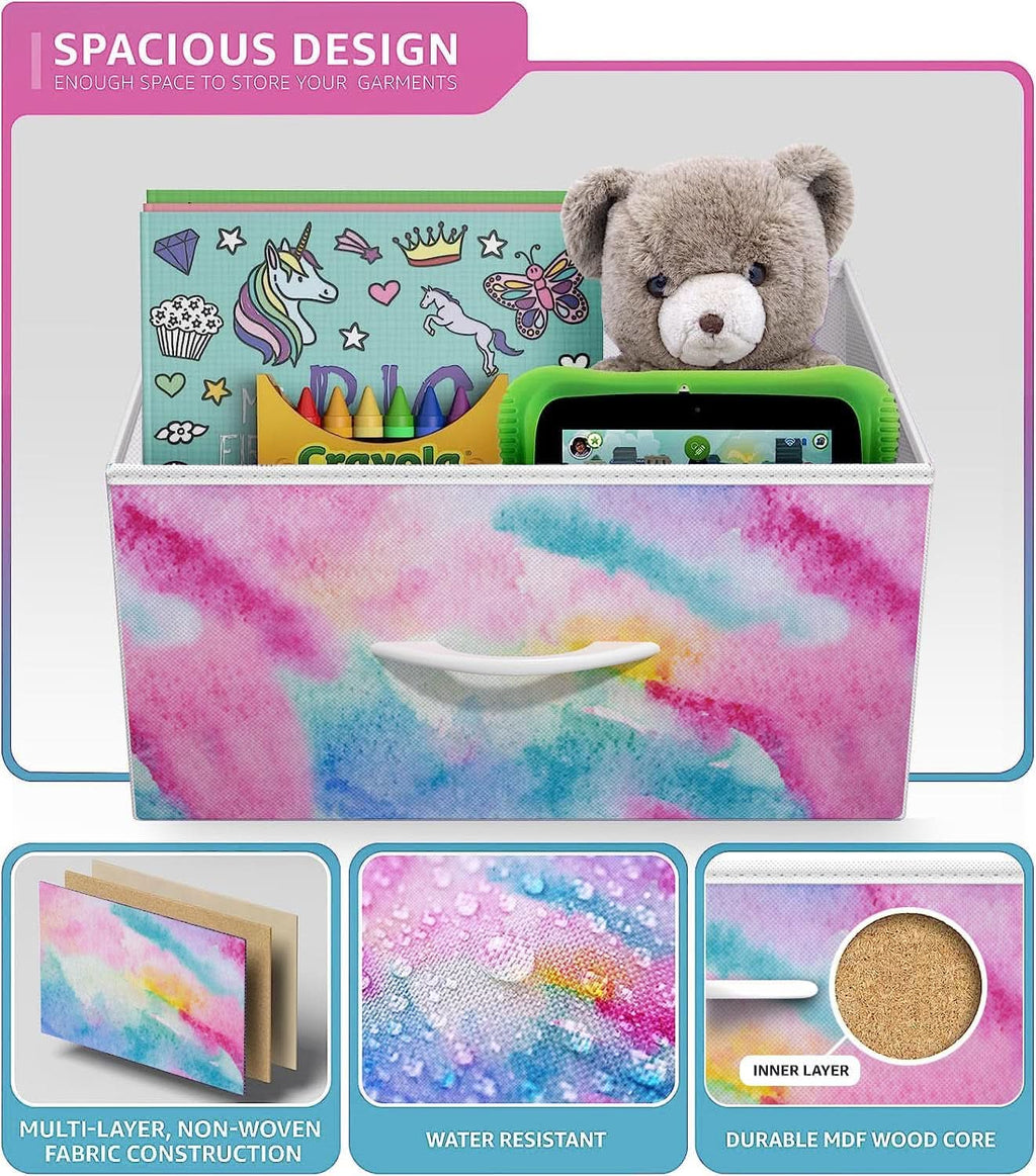 Kids Dresser Five Drawer Storage Chest With Fabric Drawers