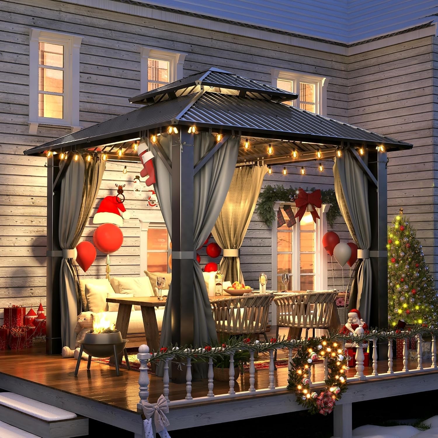 8.5x8.5 Outdoor Hardtop Gazebo With Ventilated Roof
