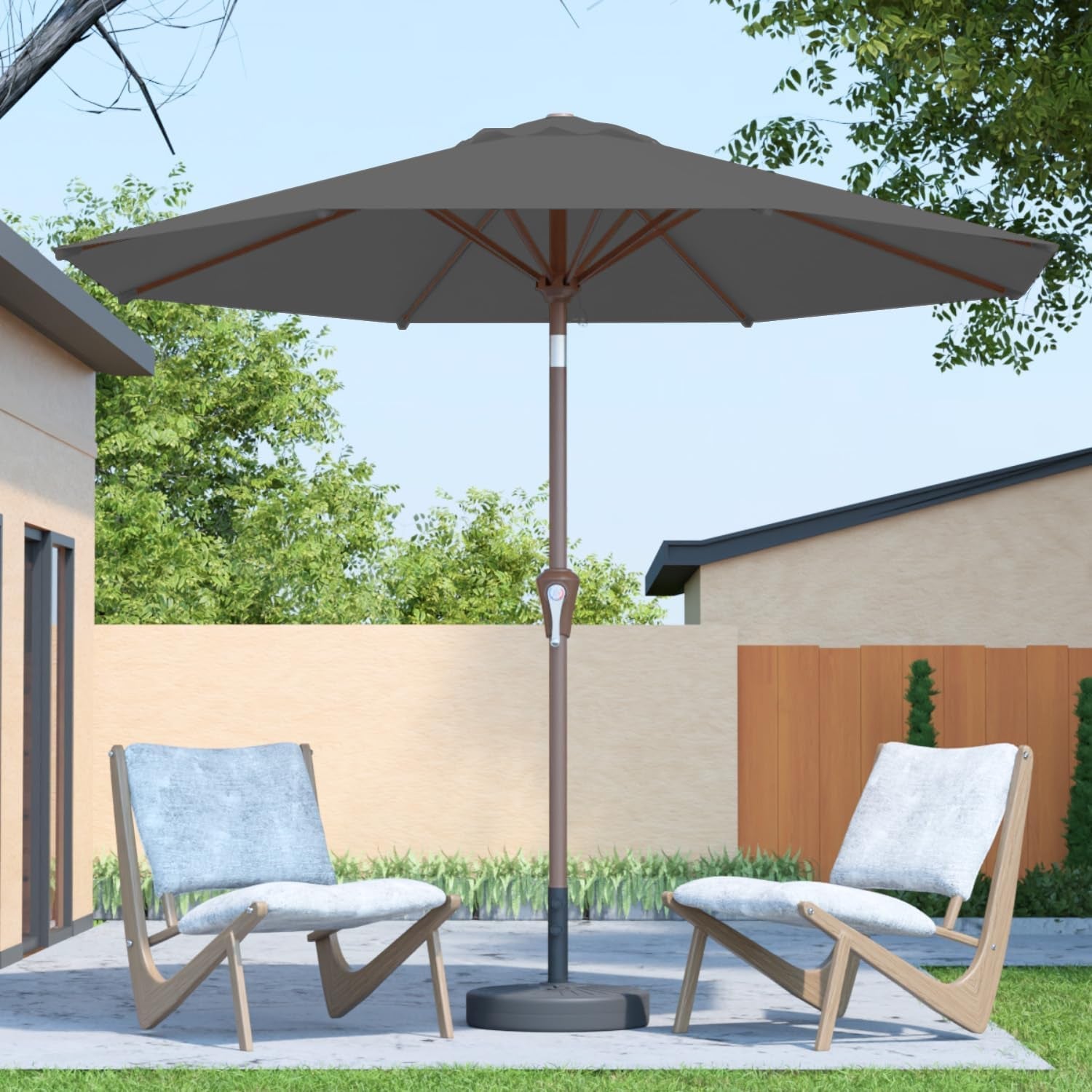 10Ft Patio Umbrella Weather Resistant Fiber glass Ribs Tilt