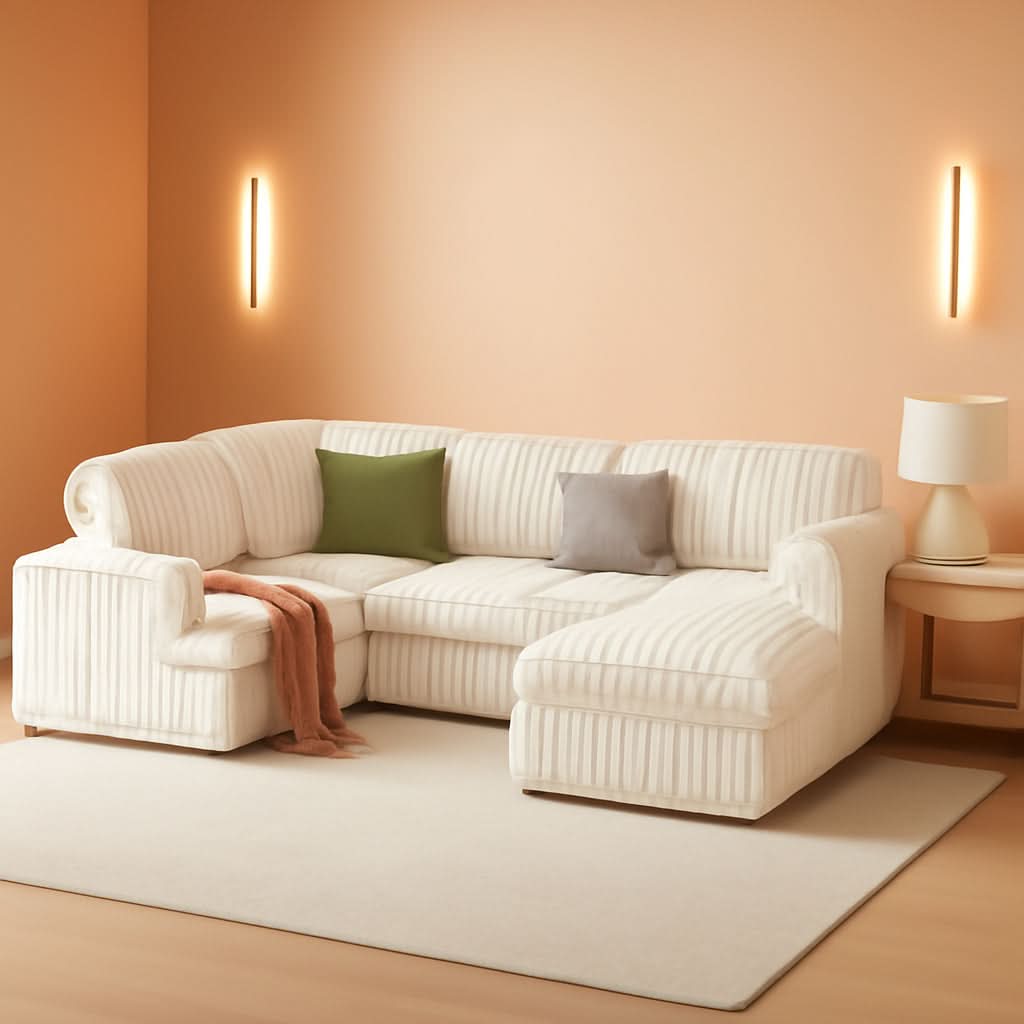 One Hundred Thirty Inch Sleeper Sofa With White Faux Fur