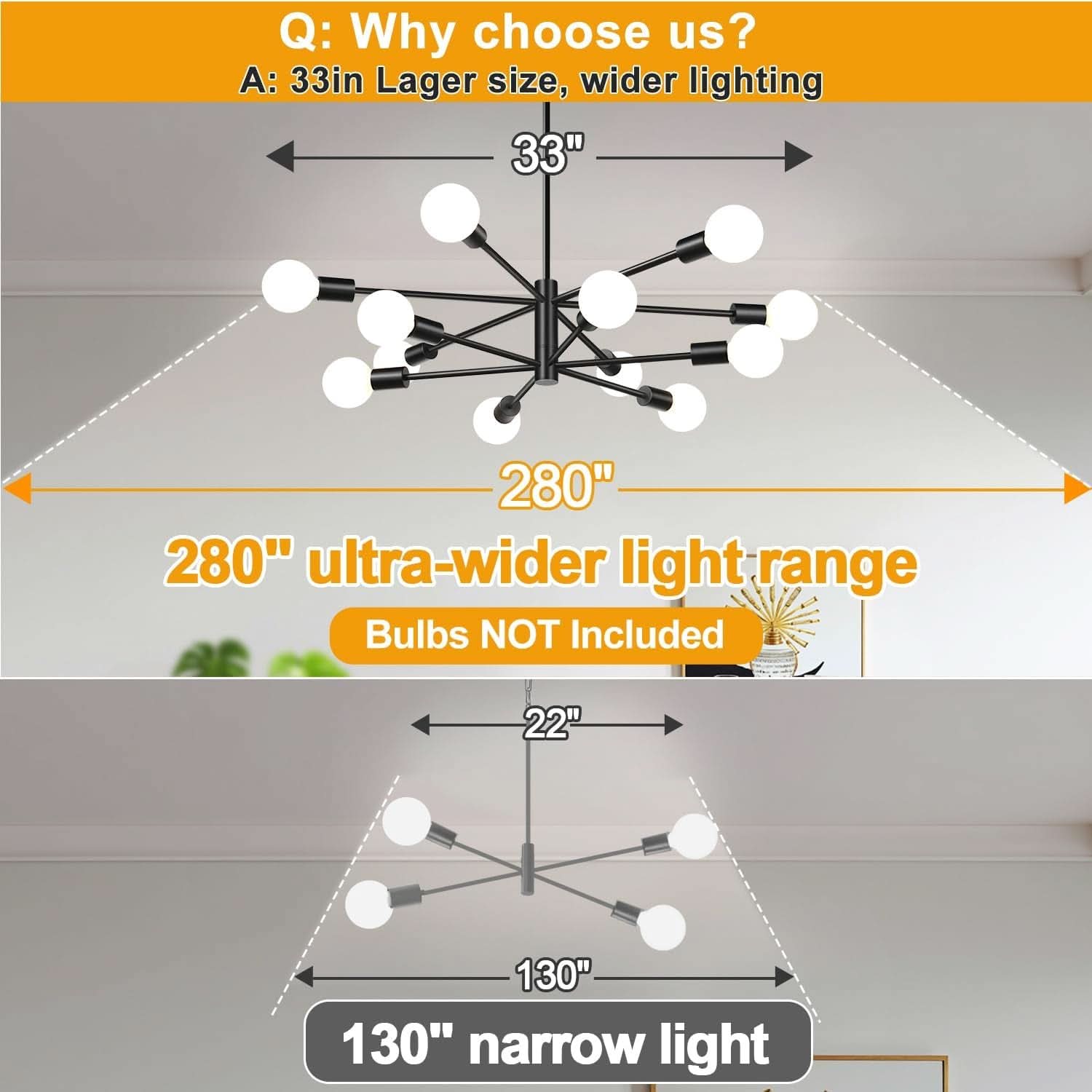 Twelve Light Matte Black Sputnik Chandelier Fixture
