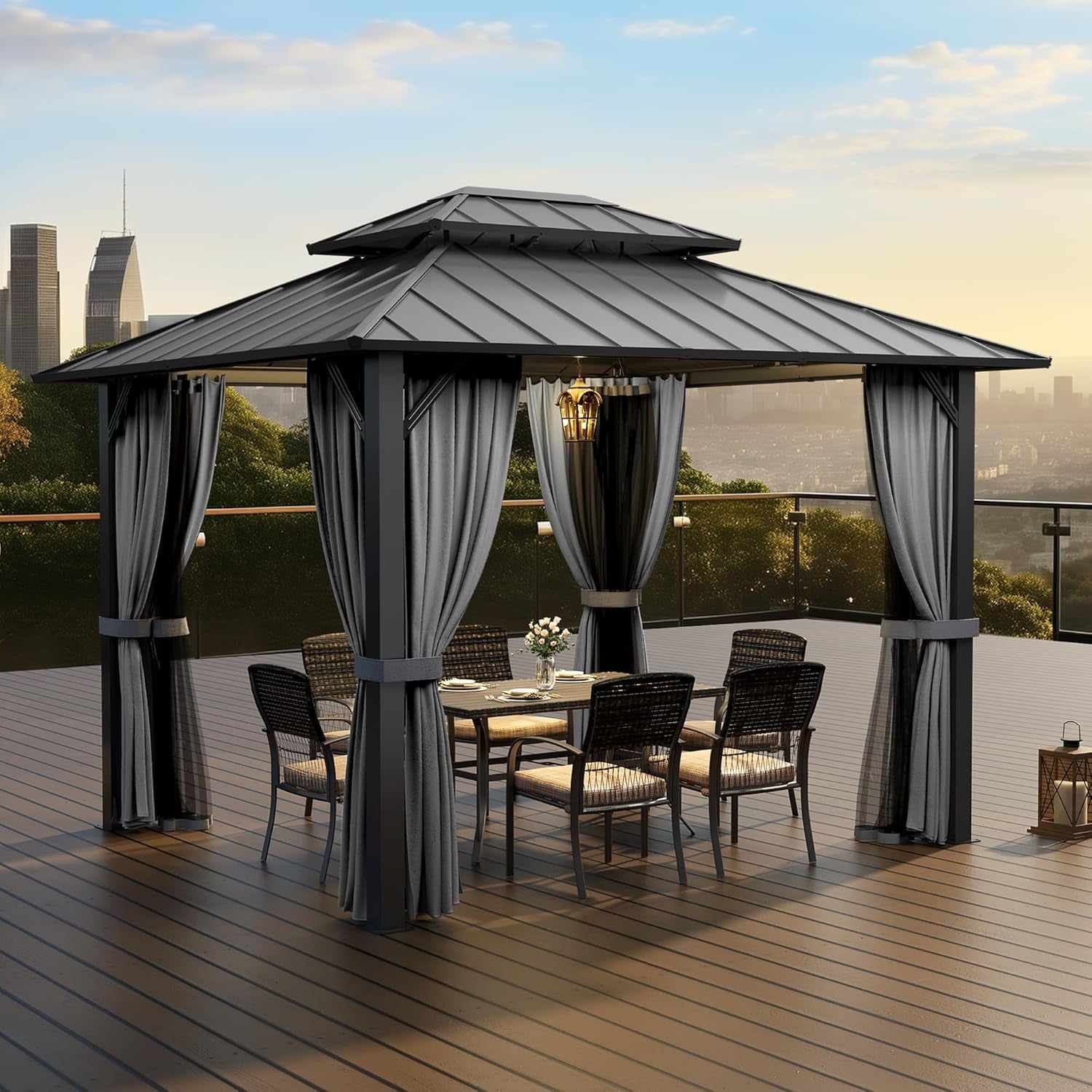 10x12 Galvanized Steel Hardtop Gazebo Aluminum Frame