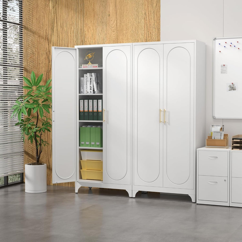 Seventy Five Inch White Industrial Grade Pantry Cabinet Storage