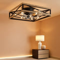 20 Inch Industrial Caged Flushmount Ceiling Fan Remote