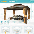 12x14 Hardtop Aluminum Gazebo Weatherproof Curtain Netting