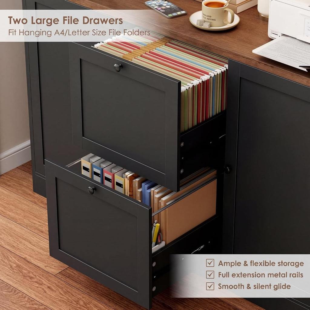 Seventy Two Inch Tall Black Bookcase With Power Out let System