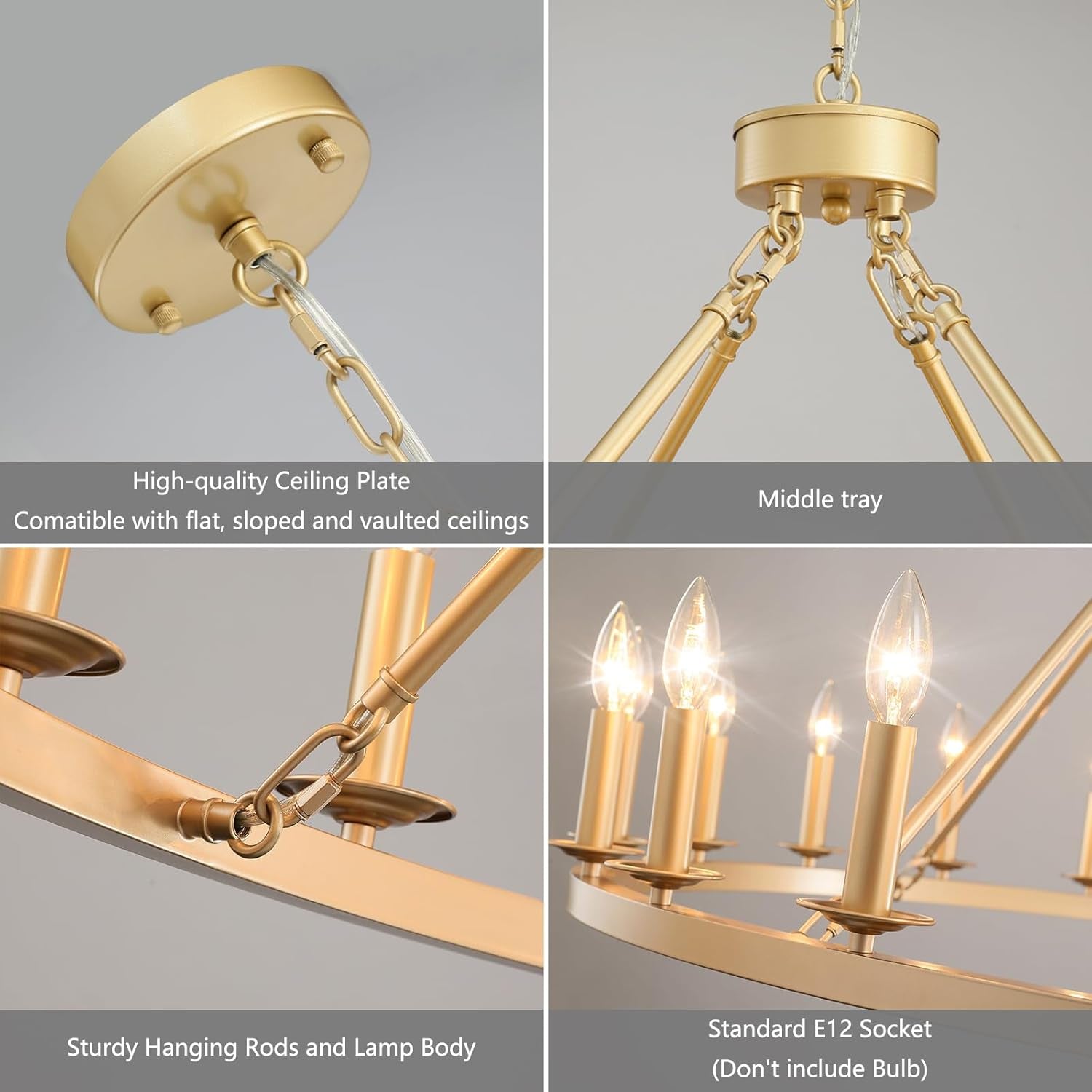 Golden 48 Inches Wagon Wheel Chandelier Industrial