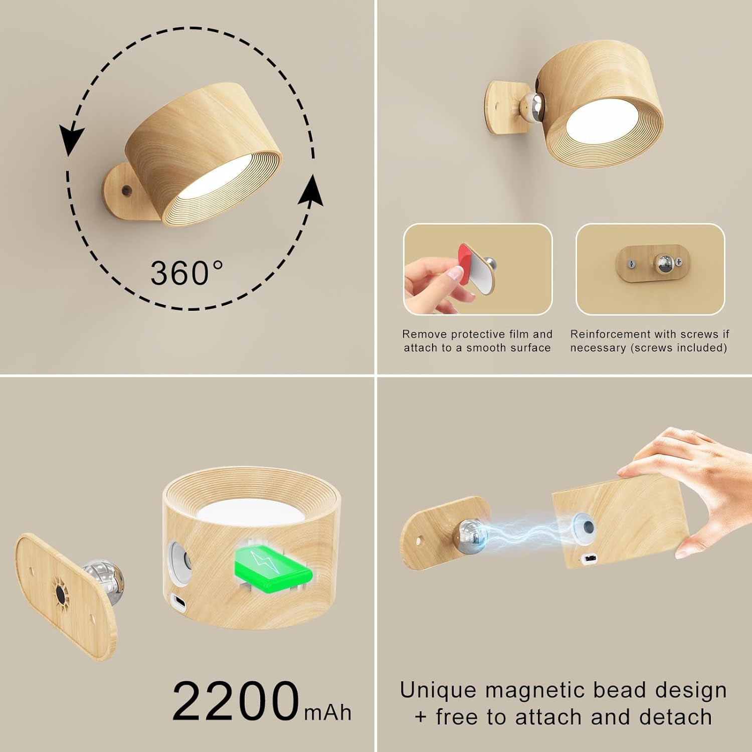 Rechargeable Cordless LED Wall Sconce Illumination System