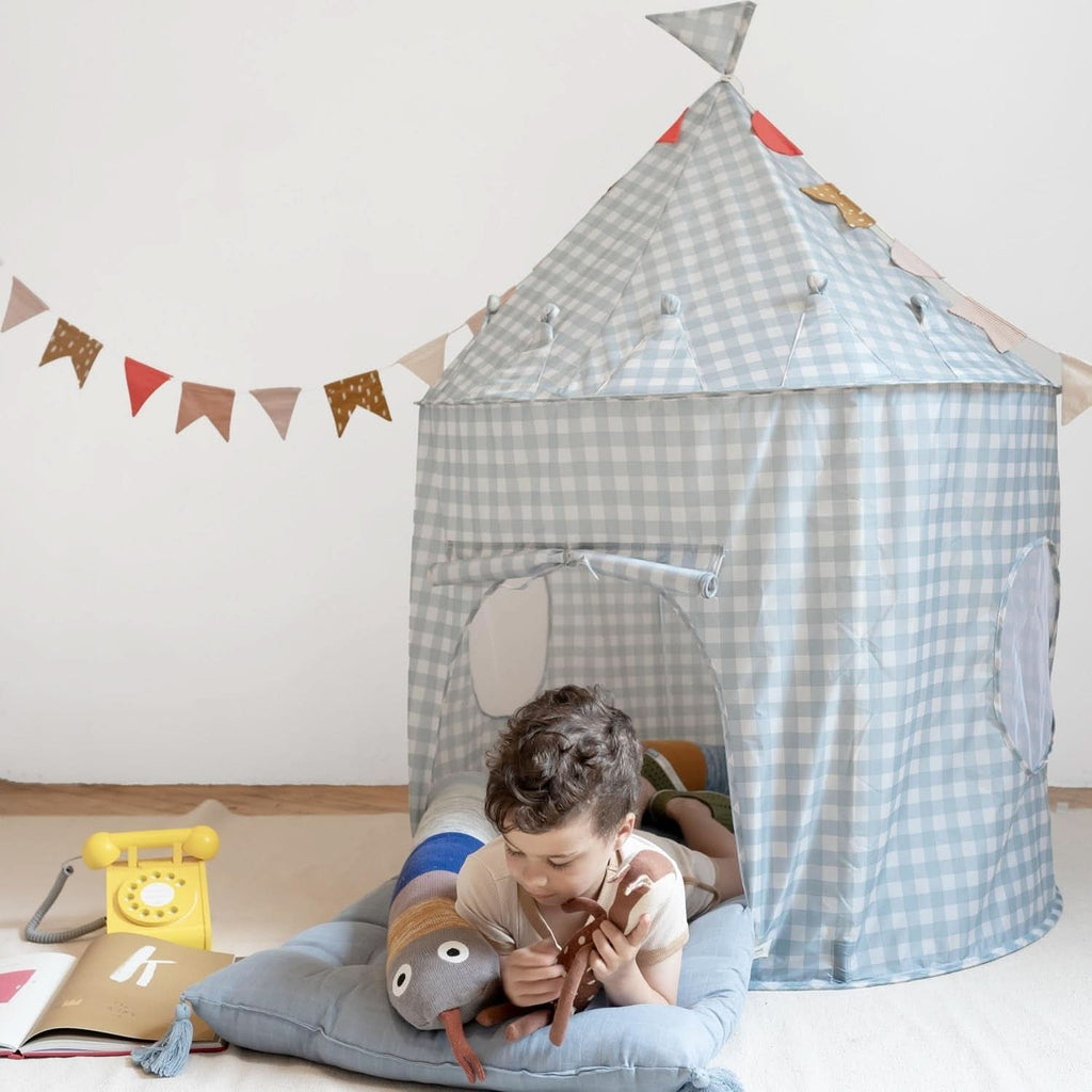 Kids Play Tent Blue Gingham Environmentally Friendly Fabric