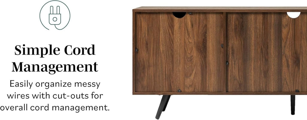 Dark Walnut TV Entertainment Console With Shelving